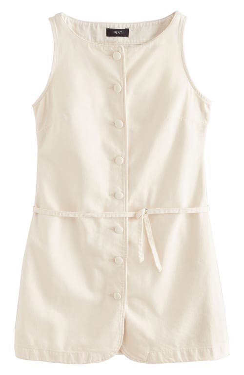 Next Button Front Denim Dress In Nude