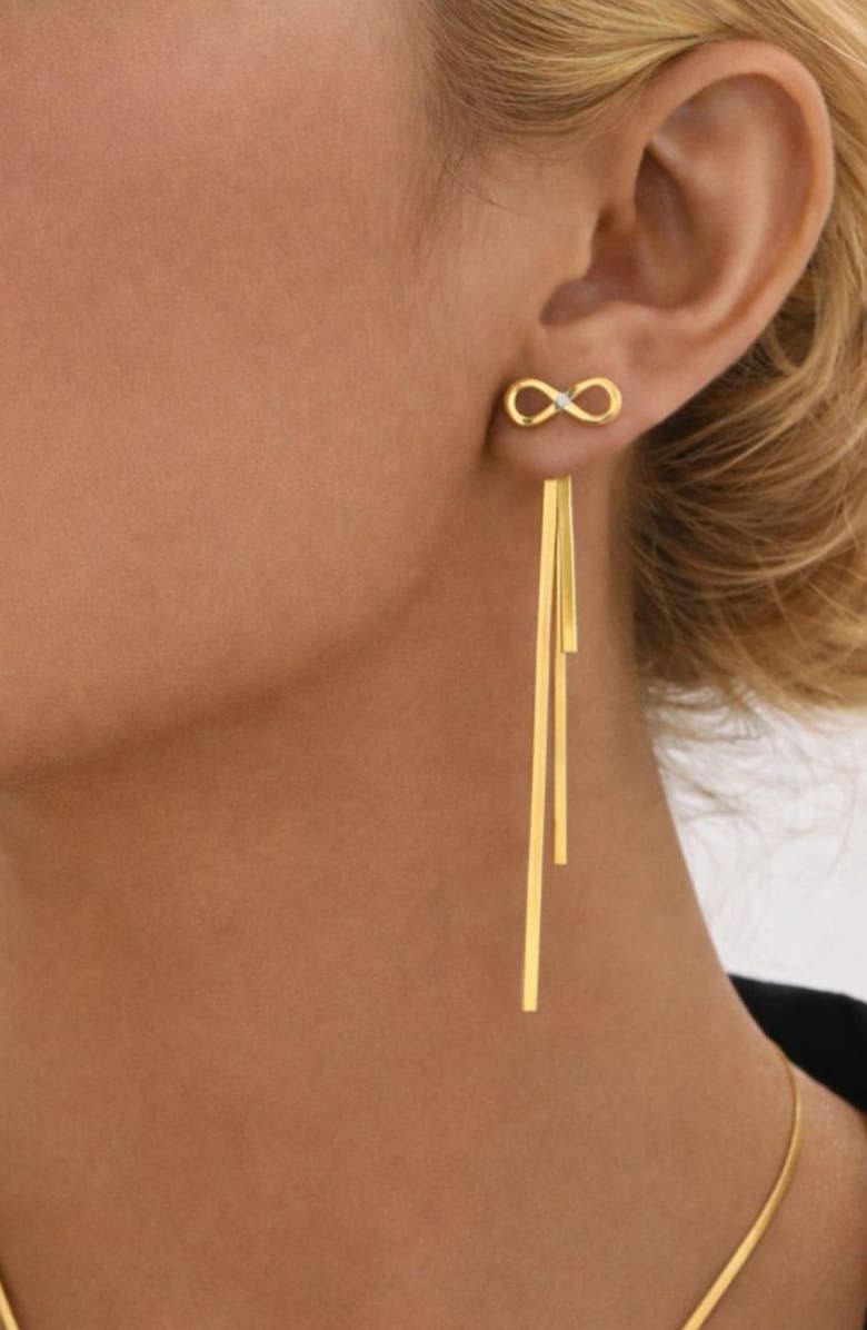 REBL Bow Chain Drop Front/Back Earrings, Alternate, color, 