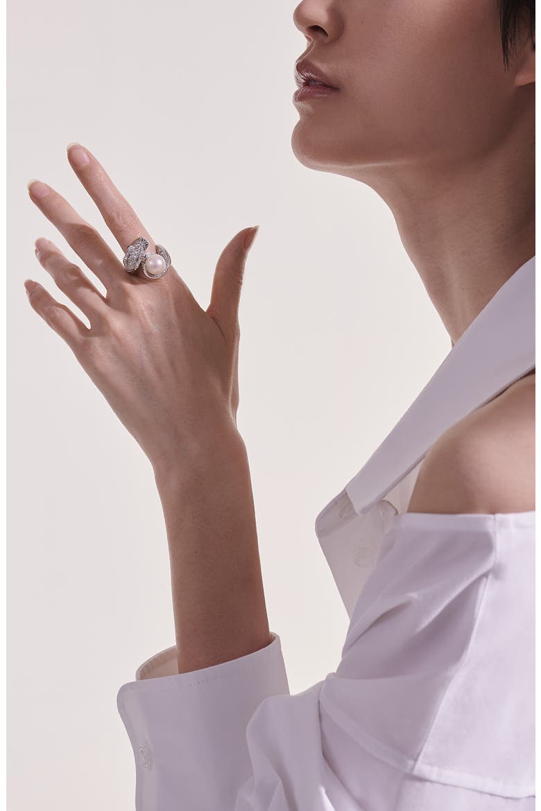 Legends Naga Pearl Pavé Ring, Alternate, color, SILVER
