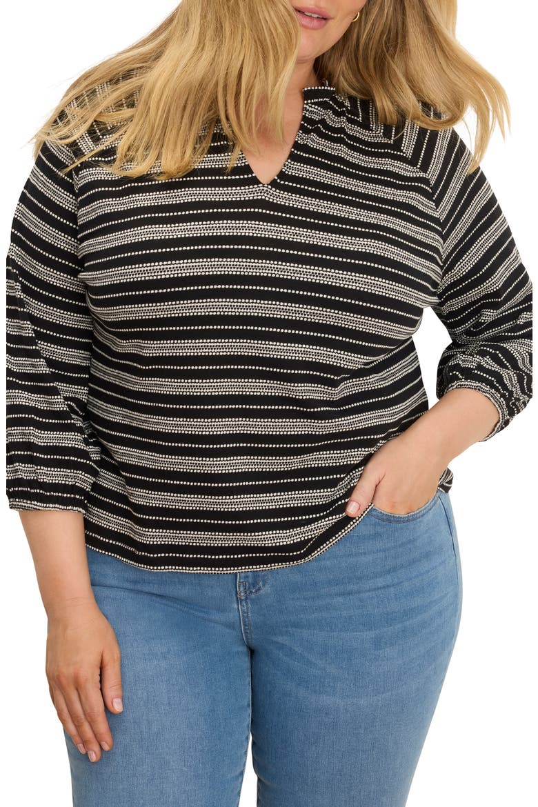 Jacquard Dot Stripe Knit Cotton Top, Main, color, BLACK MULTI