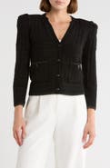 L'AGENCE Jenni Waffle Stitched Crop Cardigan
