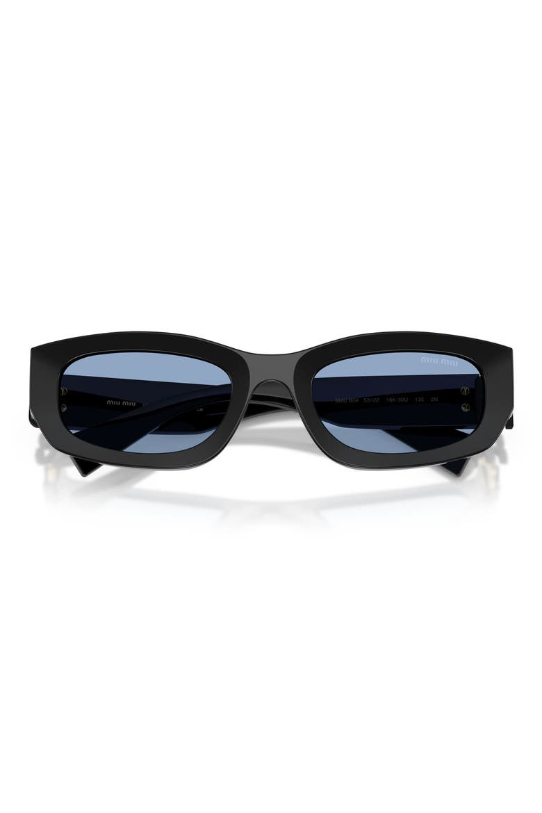 53mm Irregular Sunglasses, Alternate, color, BLACK / LIGHT BLUE