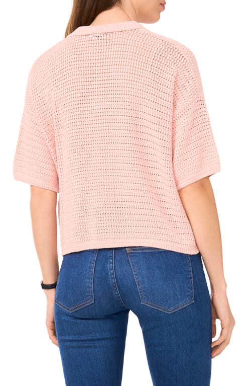 Halogenr Halogen(r) Open Stitch Button-up Polo Sweater