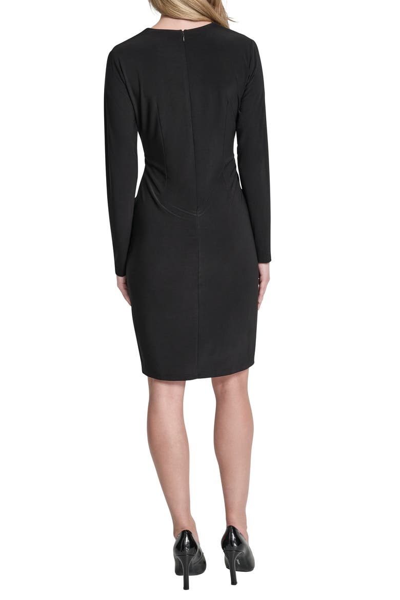 Long Sleeve Faux Wrap Dress, Alternate, color, BLACK