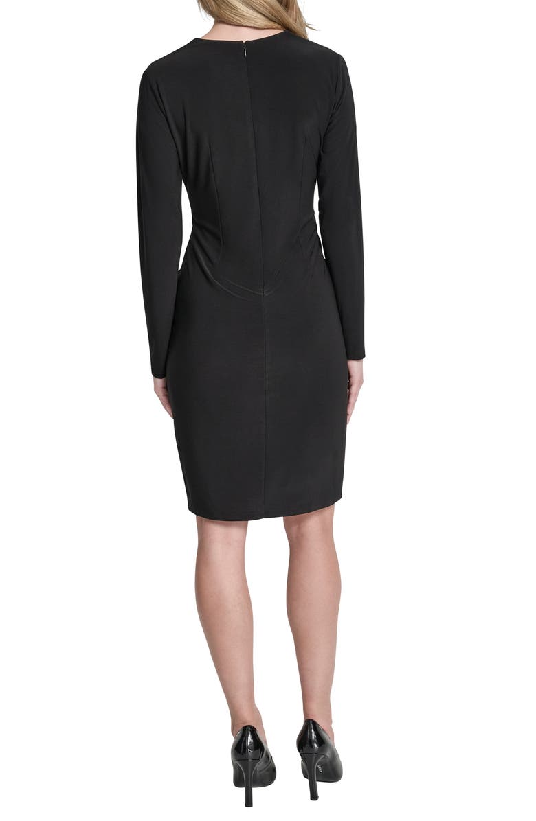 DKNY Long Sleeve Faux Wrap Dress, Alternate, color, Black