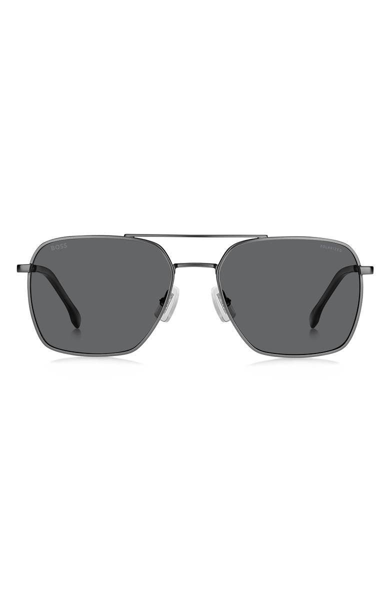 BOSS 57mm Polarized Aviator Sunglasses, Main, color, 