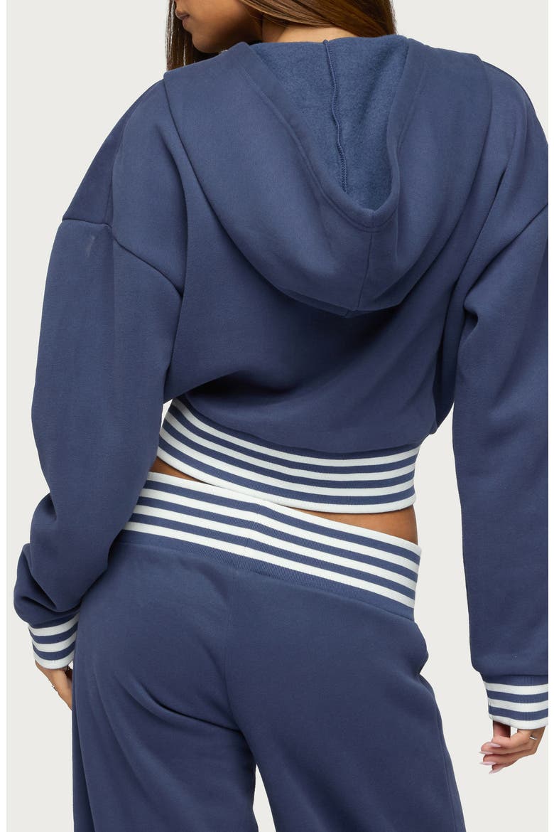 Eloura Stripe Detail Zip-Up Hoodie, Alternate, color, NAVY