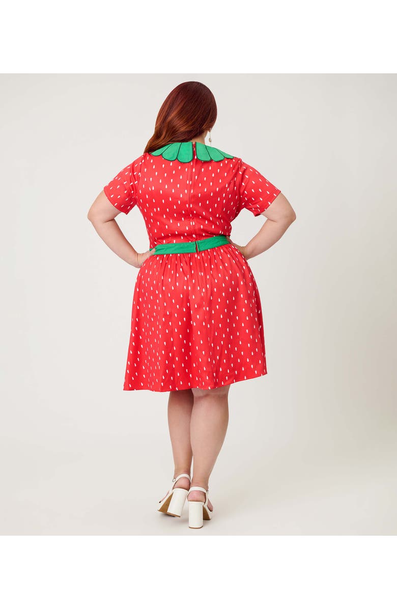 Smak Parlour Plus Size Petal Collar Flare Dress, Alternate, color, Red & Green