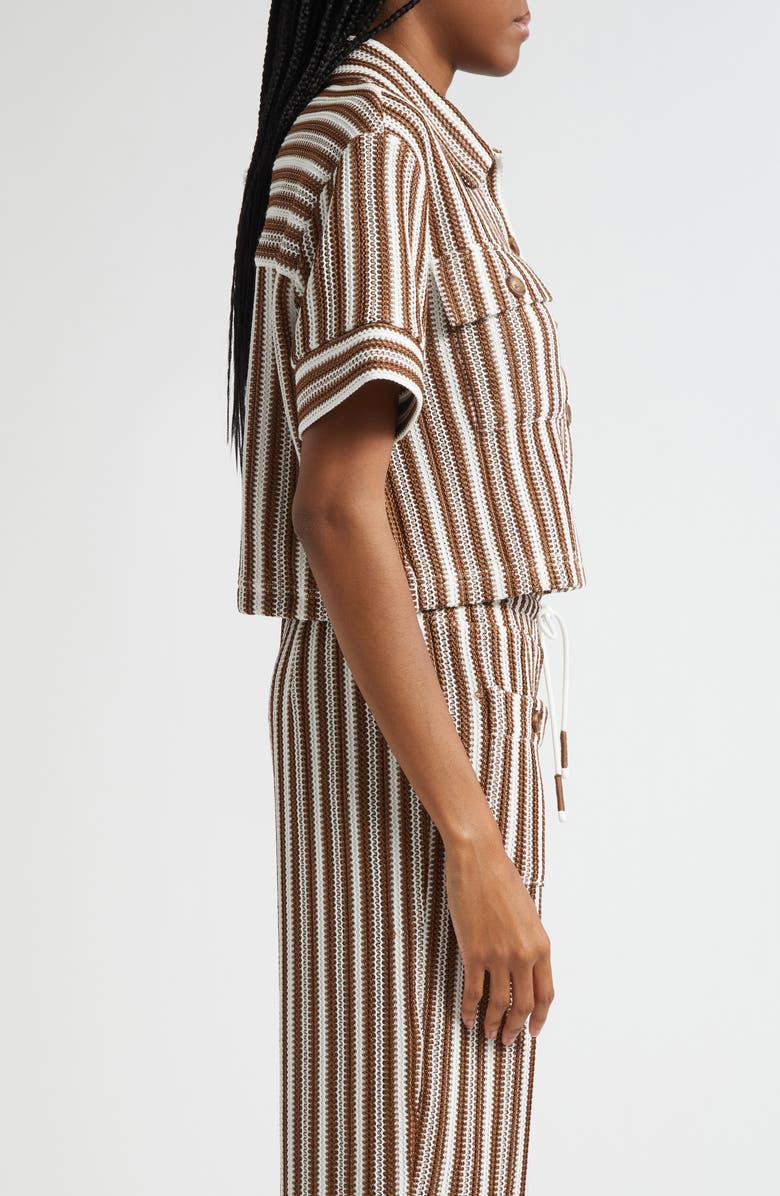 Veronica Beard Bouvier Knit Shirt, Alternate, color, White Brown