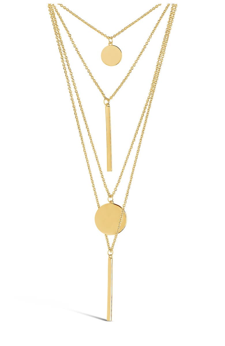 Sterling Forever Circle & Bar Layered Necklace, Main, color, 