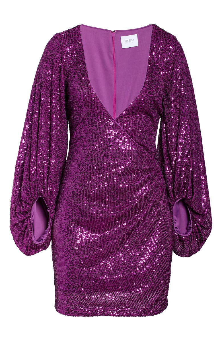 One33 Social Balloon Sleeve Sequin Cocktail Minidress, Alternate, color, 