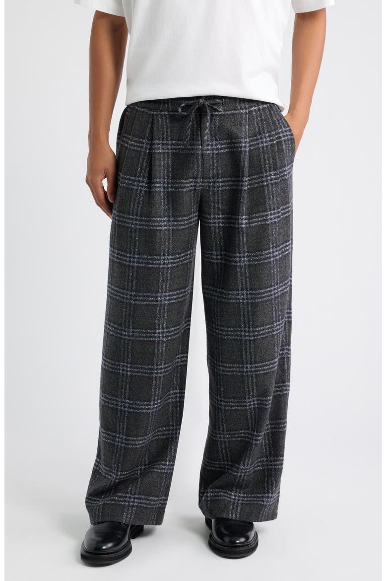 Relaxed Plaid Drawstring Pants, Main, color, NIGHT SKY