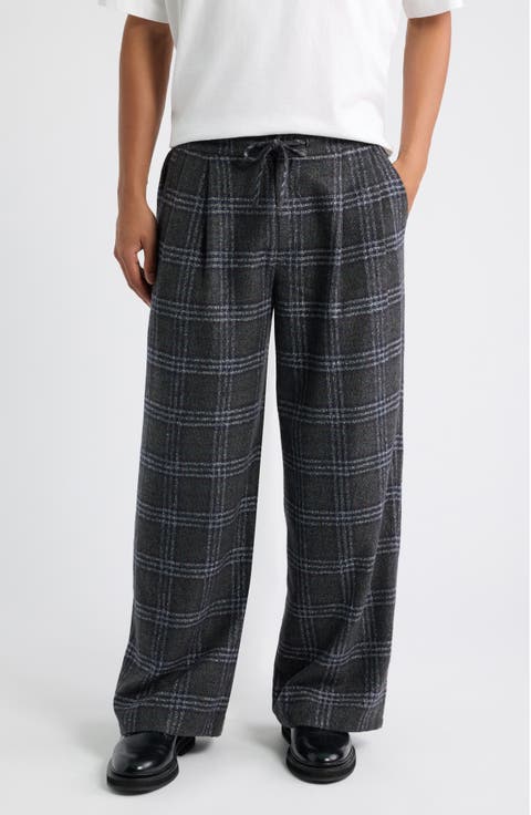 Relaxed Plaid Drawstring Pants