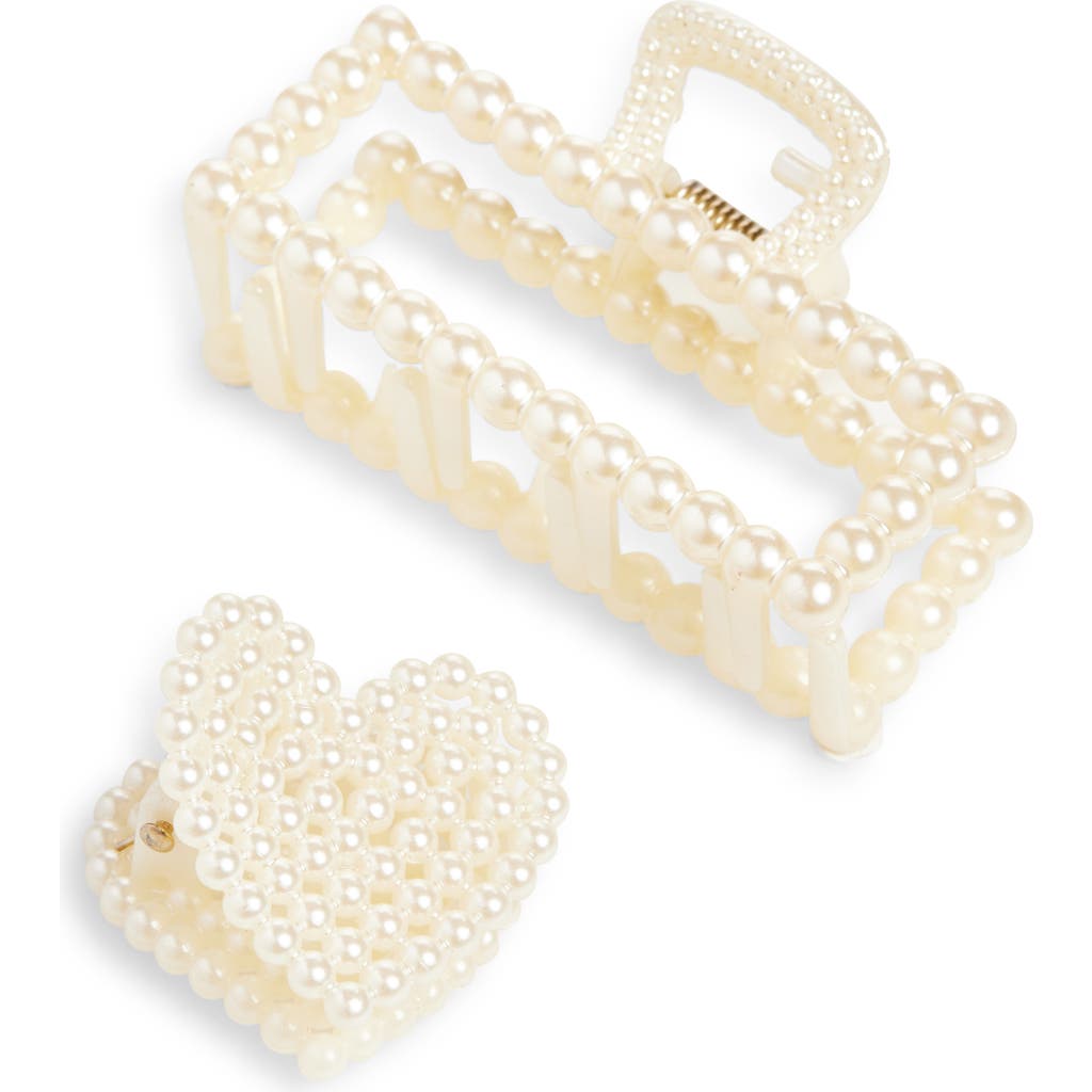 Cara 2-pack Faux Pearl Jaw Clips In White