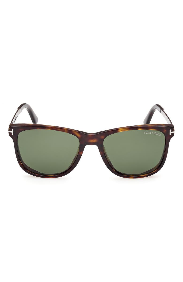 TOM FORD 53mm Square Sunglasses, Main, color, Havana Gunmetal / Green