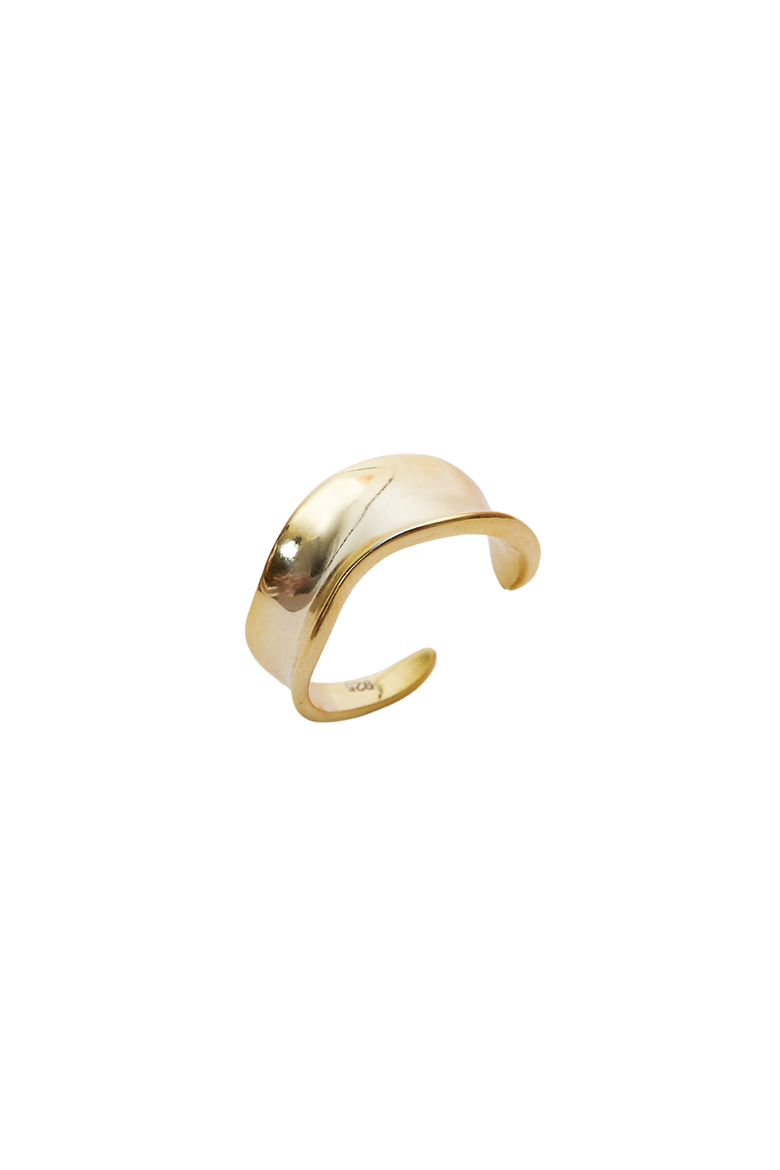 Large Contour Stack Sterling Silver Ring, Main, color, Gold