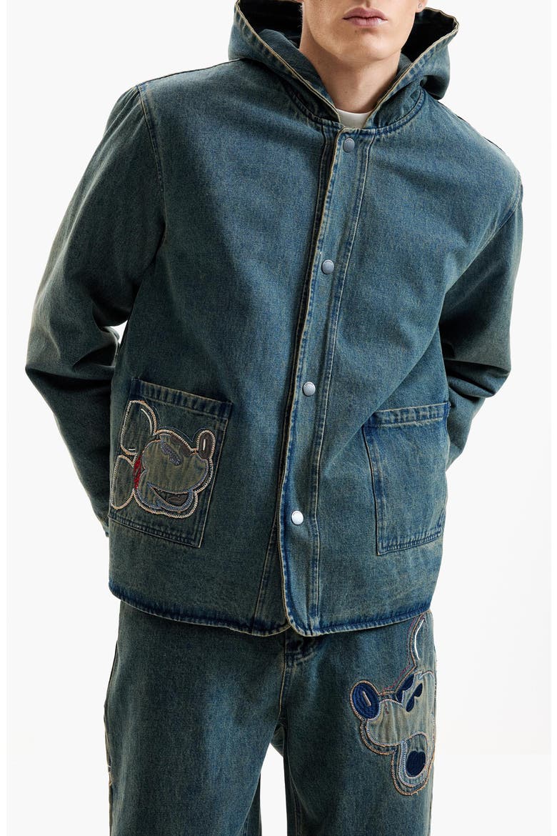 Mickey Mouse Hooded Denim Jacket, Main, color, MEDIUM BLUE