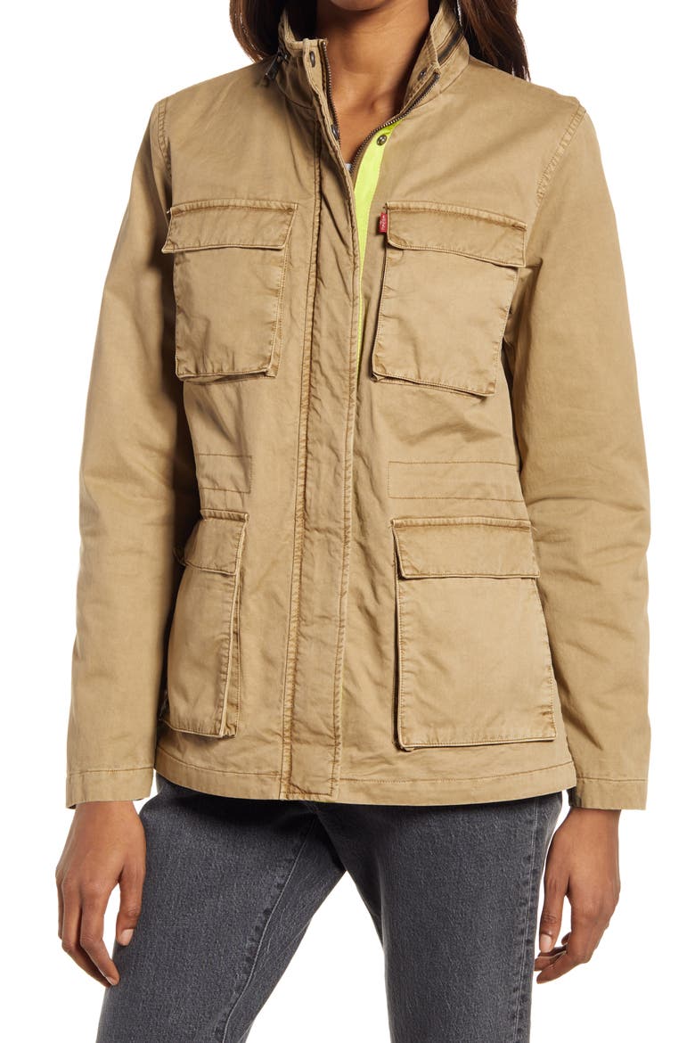 Levi's® Cotton Military Jacket, Alternate, color, KHAKI