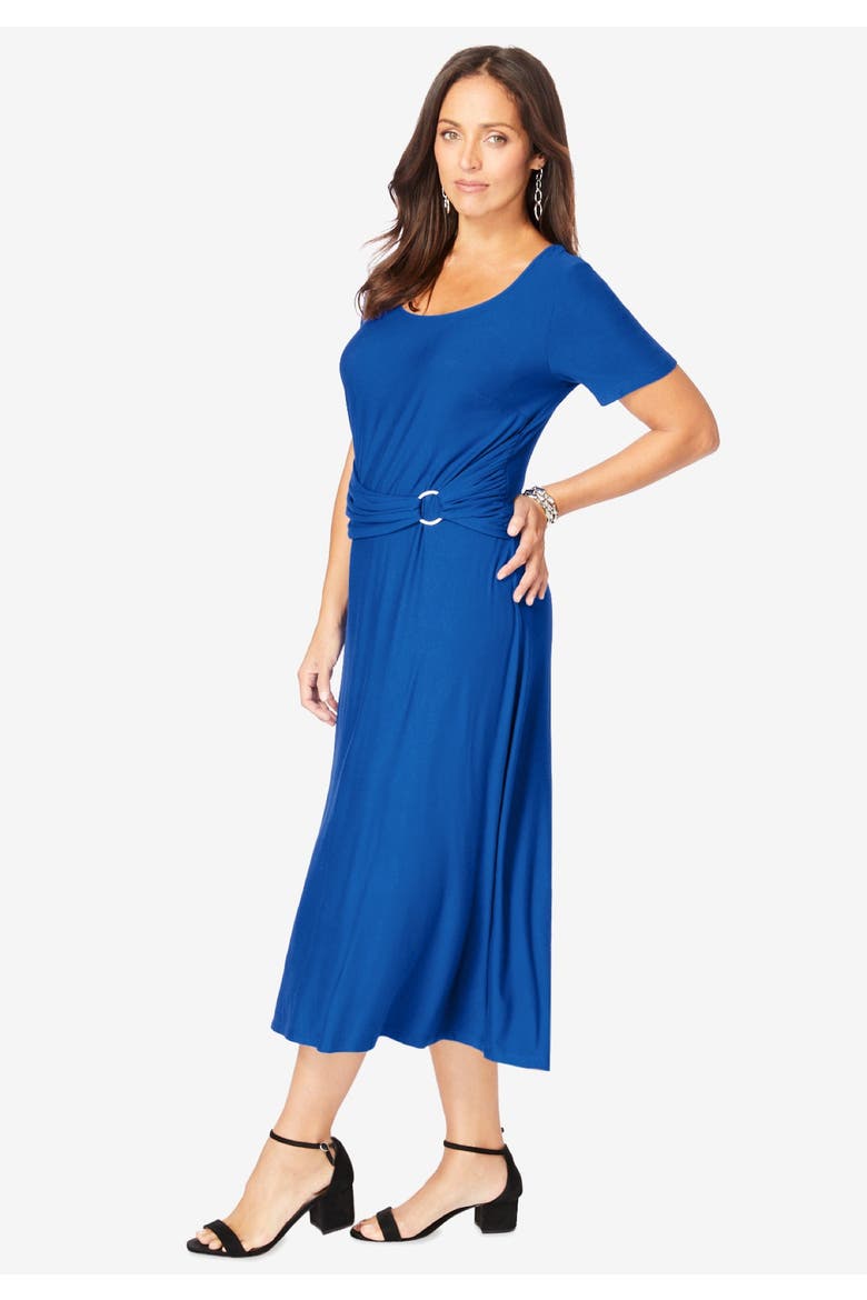 Buckle Midi Dress, Alternate, color, AQUA SEA