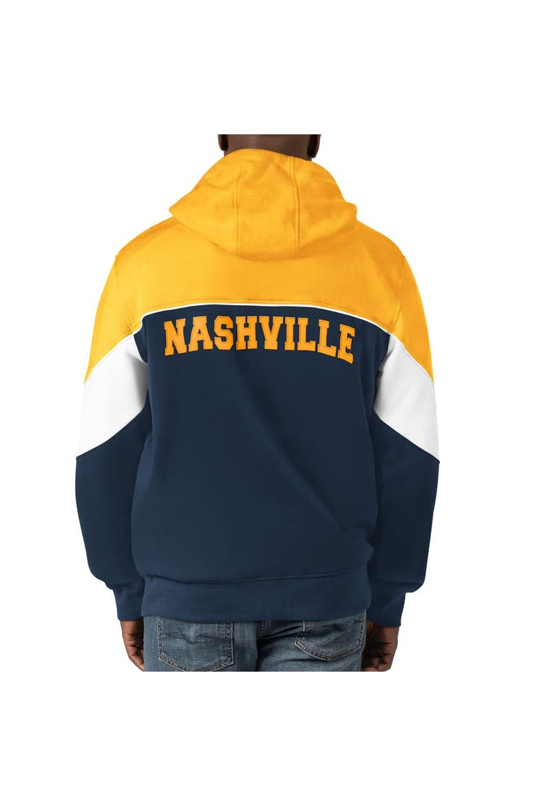 Men's Starter  Navy/Gold Nashville Predators Power Forward Full-Zip Hoodie, Alternate, color, Navy