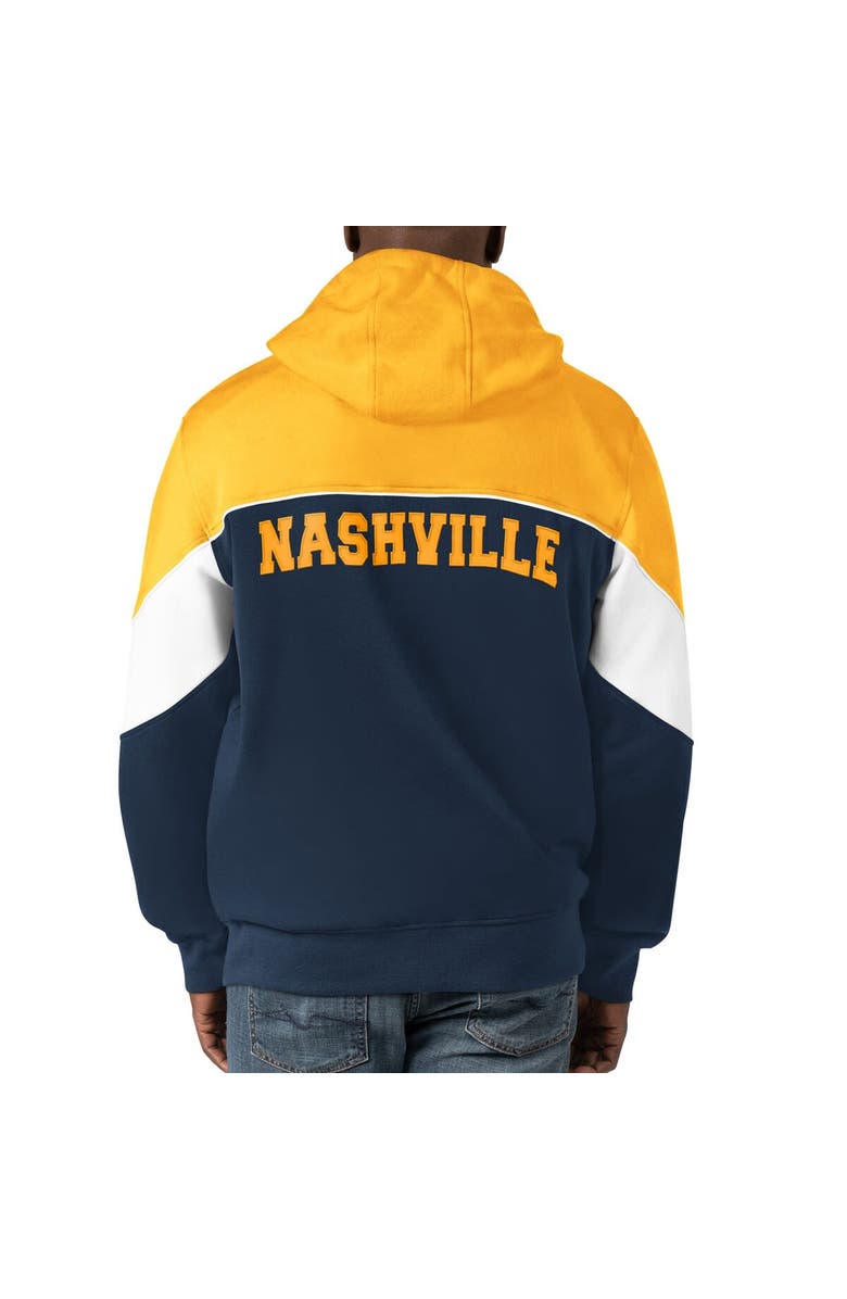 STARTER Men's Starter  Navy/Gold Nashville Predators Power Forward Full-Zip Hoodie, Alternate, color, Navy