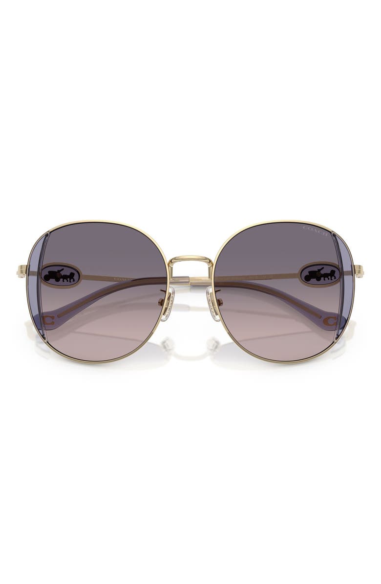COACH 54mm Gradient Round Sunglasses, Alternate, color, Gold