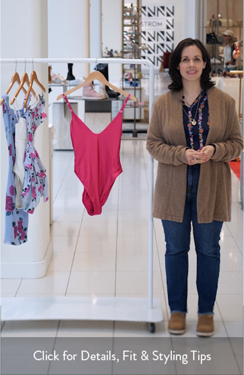 Satin Deep V One-Piece Swimsuit, sales video thumbnail