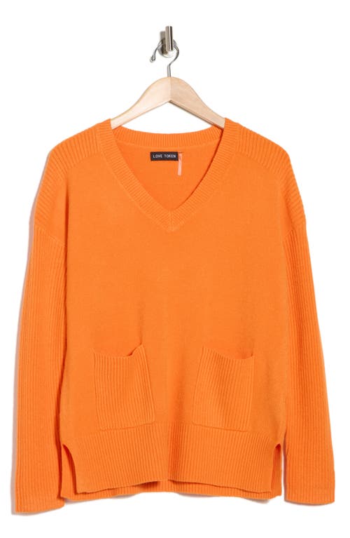 Love Token Lilly V-neck Sweater In Orange