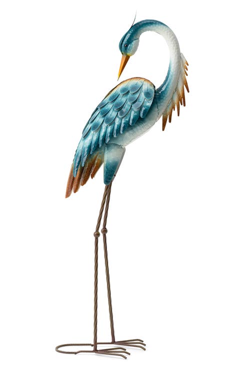Metal Standing Crane Garden Statue with Stakes
