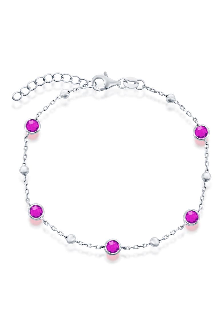 Sterling Silver & CZ Bracelet, Main, color, RUBY