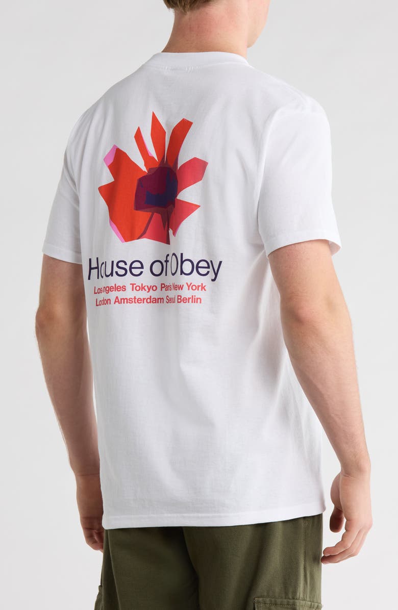 Obey Floral Cotton Graphic T-Shirt, Alternate, color, White