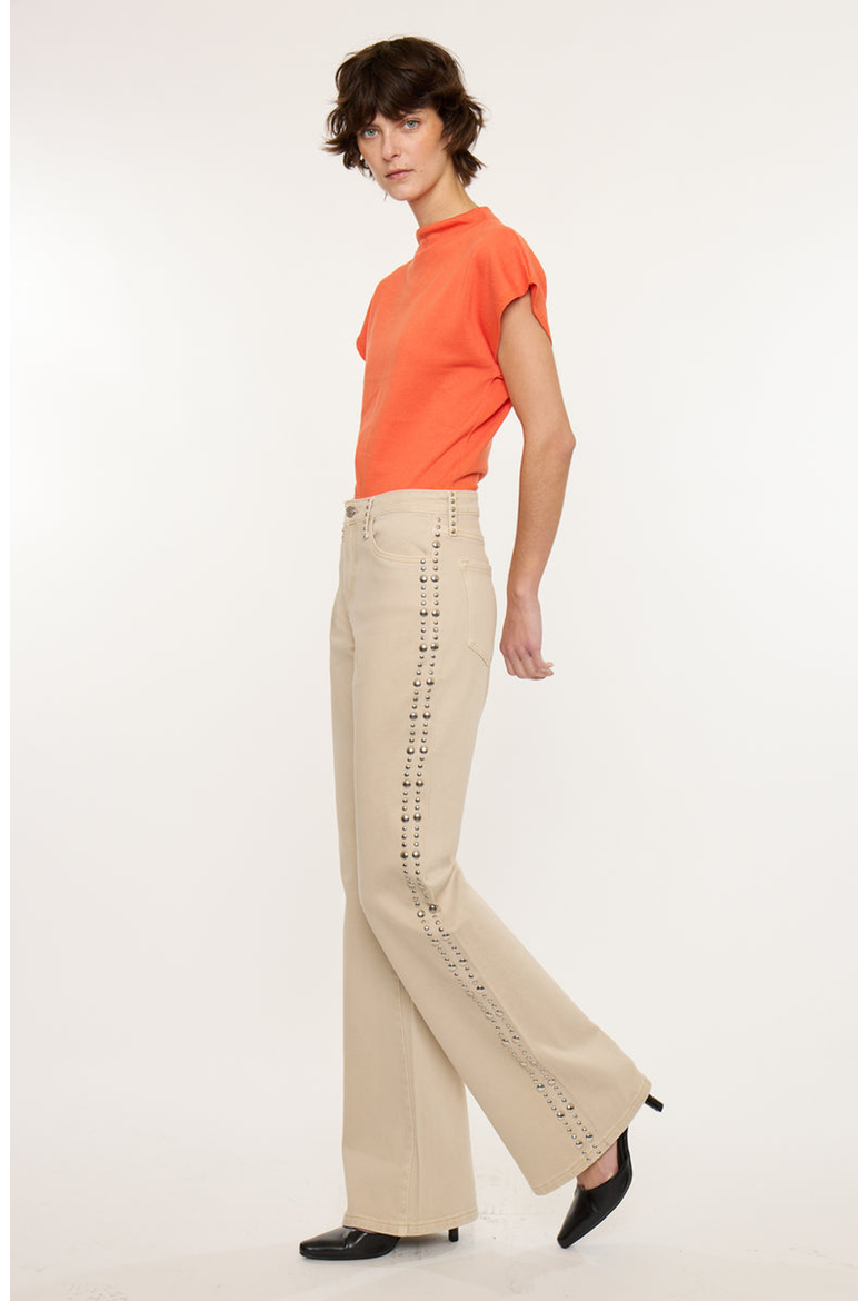 Gracelyn High Rise Wide Flare Jeans, Alternate, color, Ecru