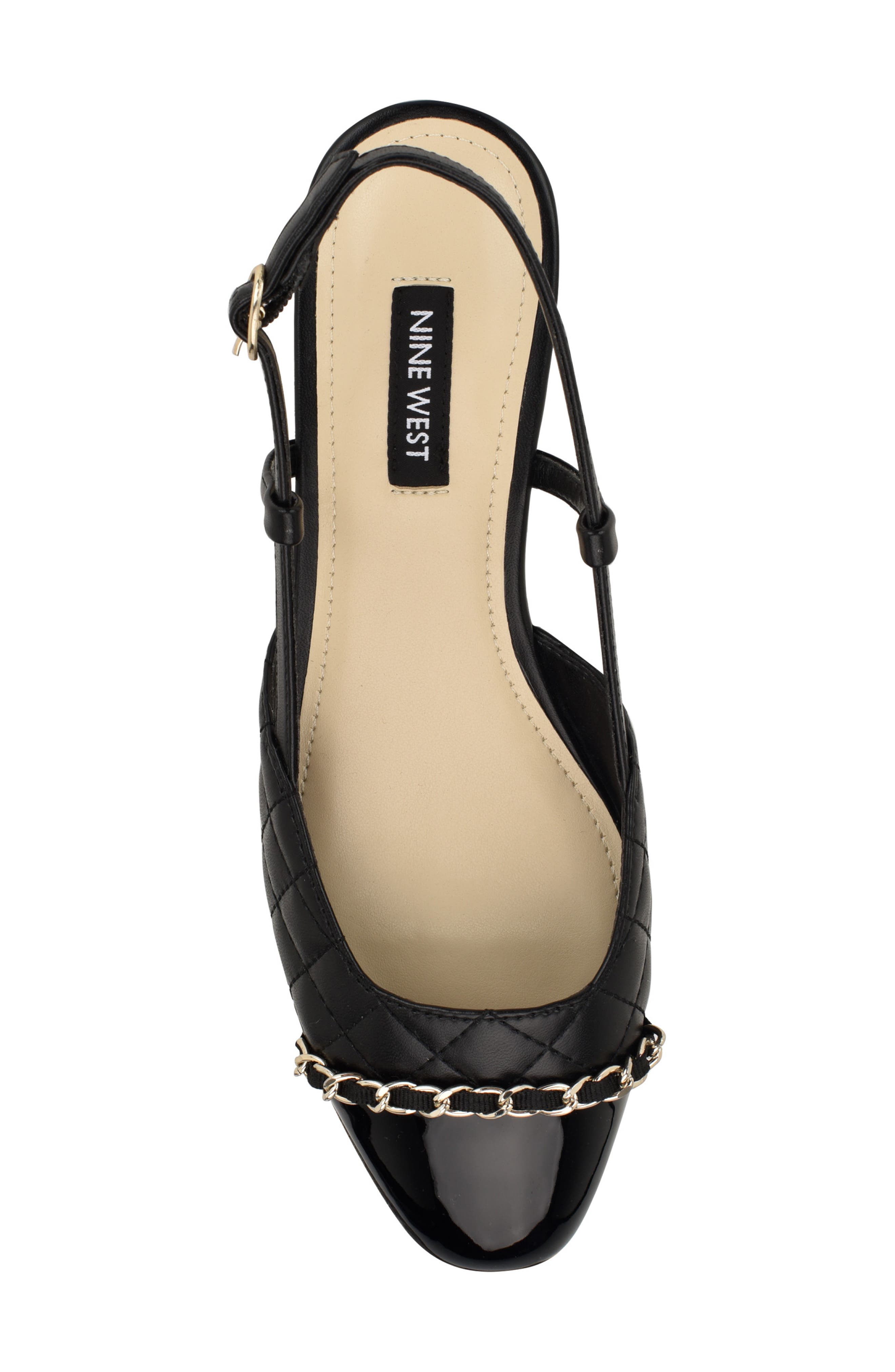 Nine West Charme Slingback Cap Toe Pump, Alternate, color, Black/ Nero/ Black
