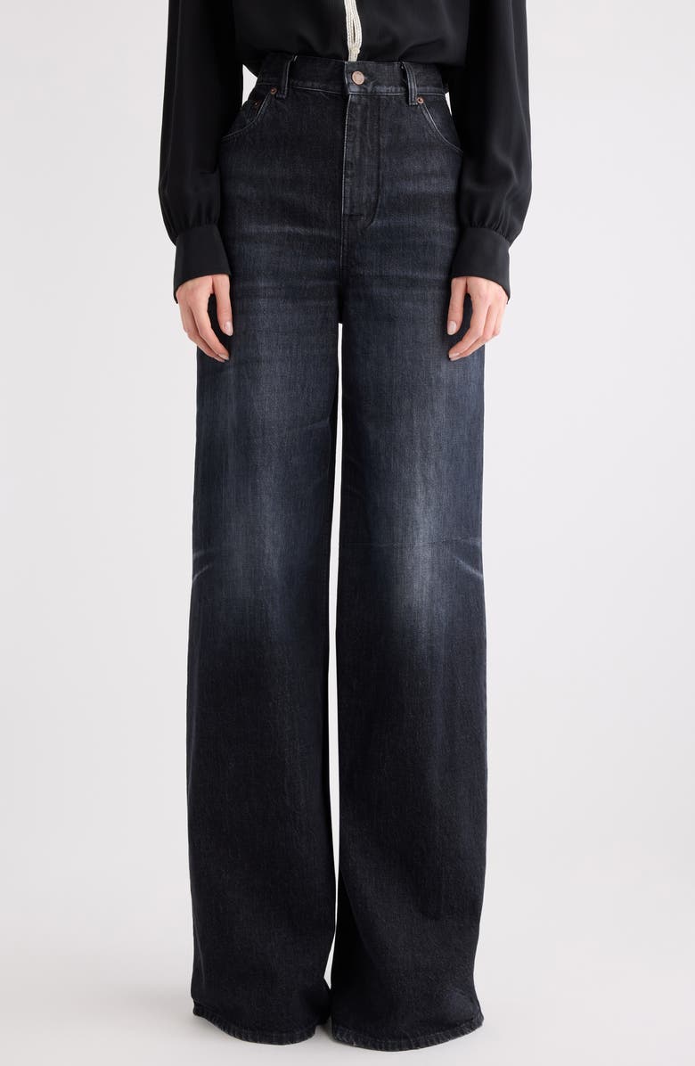 Chloé High Waist Wide Leg Jeans, Main, color, Onyx Black