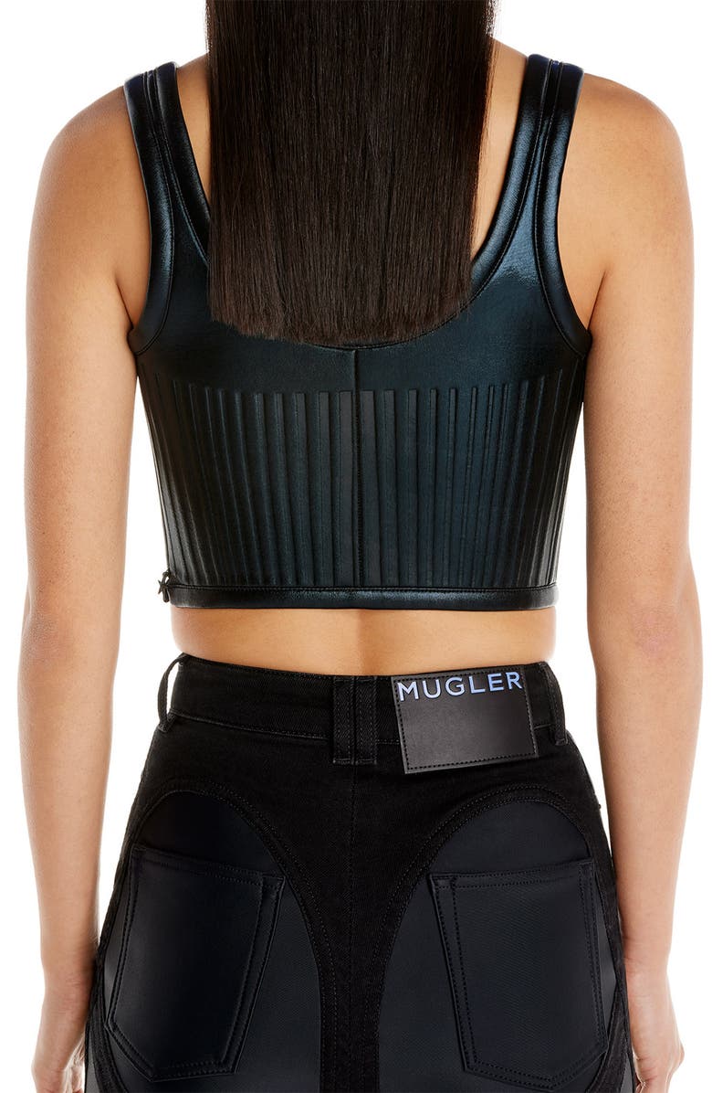 MUGLER Glossy Embossed Bonded Jersey Crop Top, Alternate, color, 