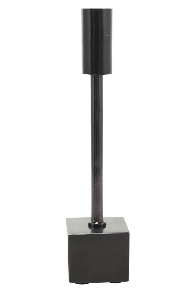 Set of 2 Modern Black Metal Candleholders, Alternate, color, BLACK