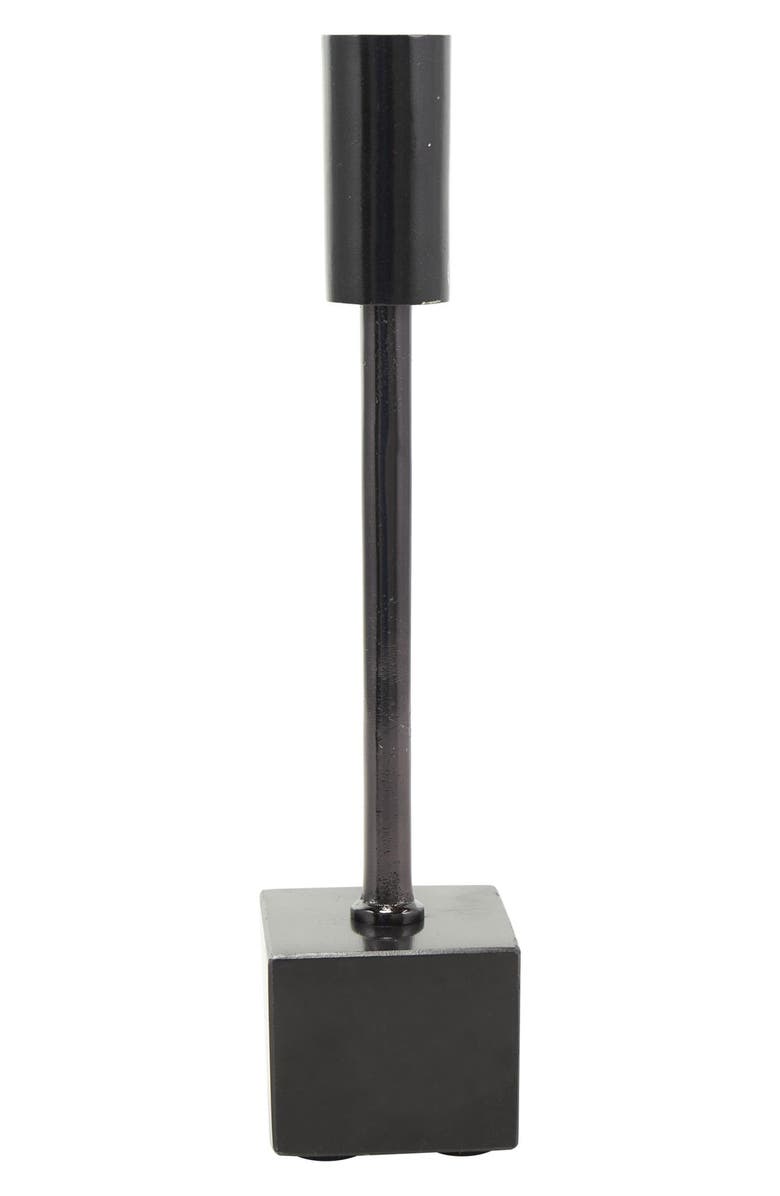 VIVIAN LUNE HOME Set of 2 Modern Black Metal Candleholders, Alternate, color, Black