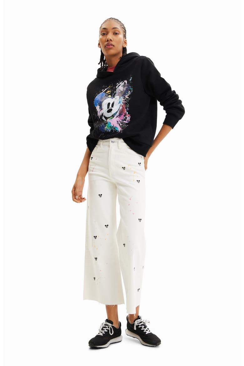 Mickey Mouse Splattered Graphic Hoodie, Alternate, color, BLACK