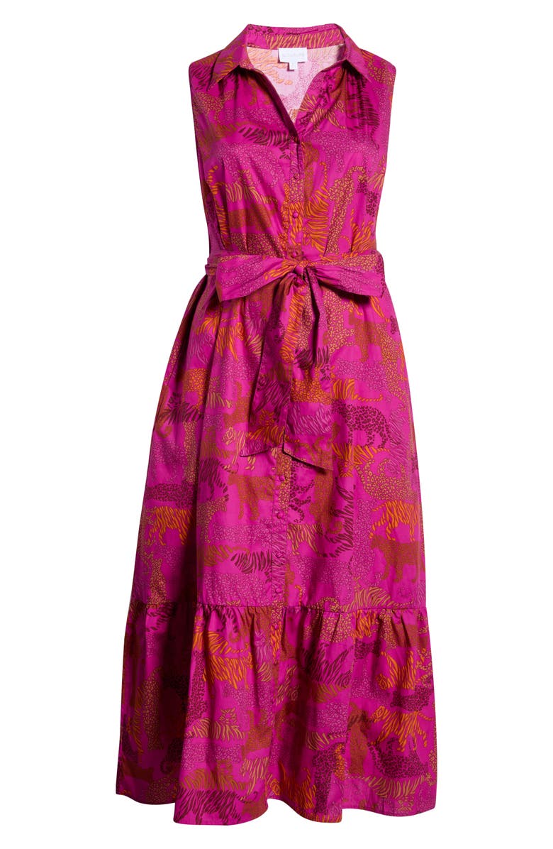 SUGARLIPS In the Jungle Cileah Cotton Maxi Shirtdress, Alternate, color, Magenta