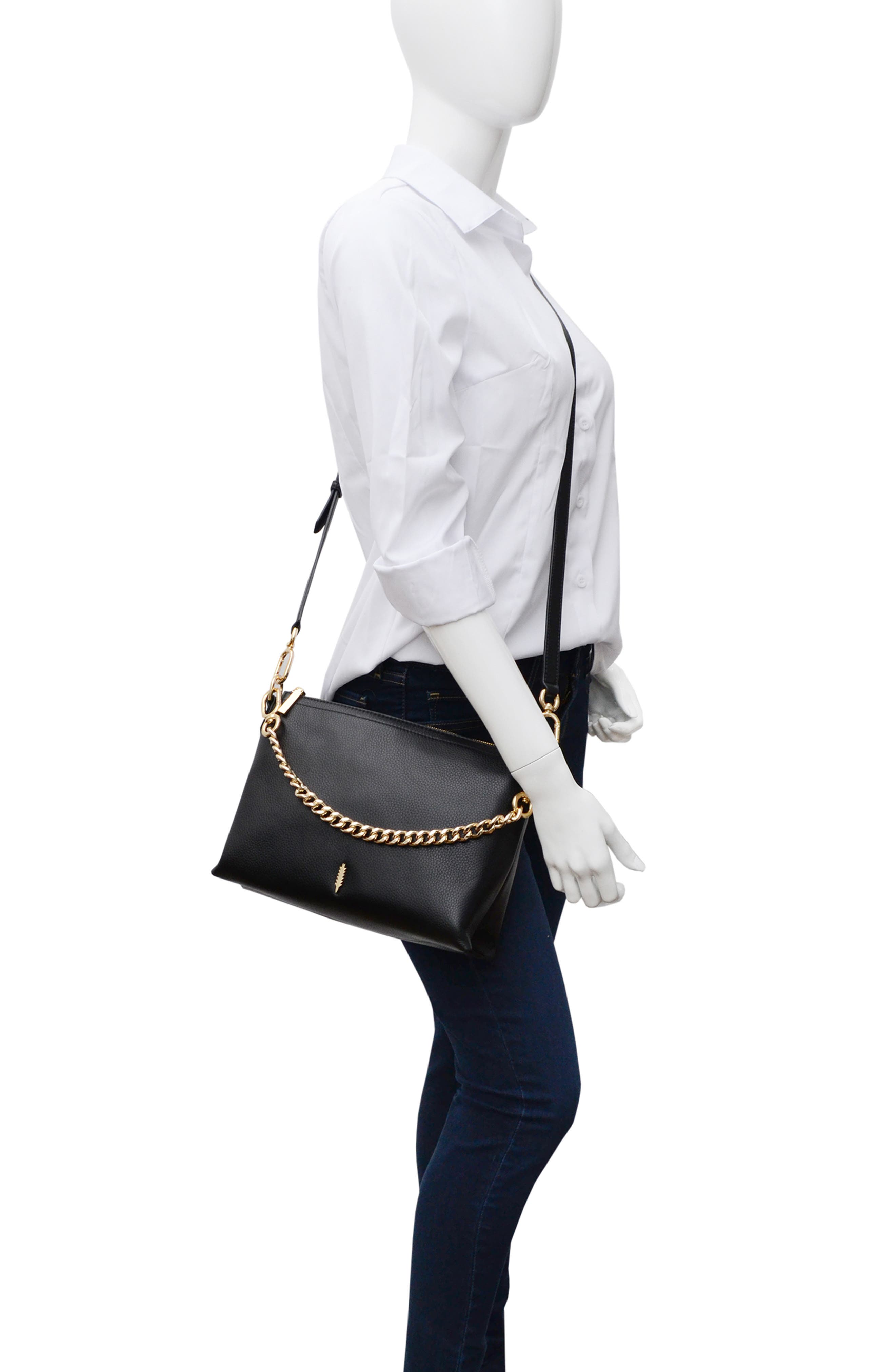 Thacker Marcella Split Gusset Crossbody Bag, Alternate, color, Black