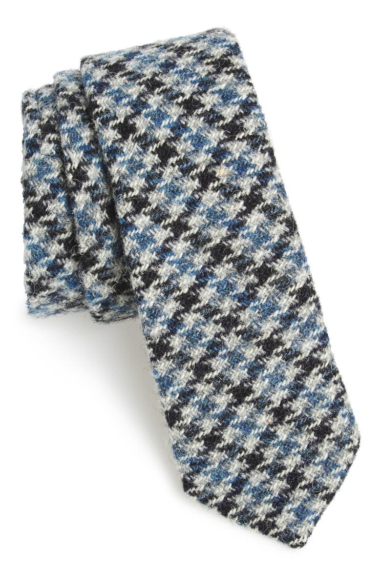 Houndstooth Wool Tie, Main, color, GREY