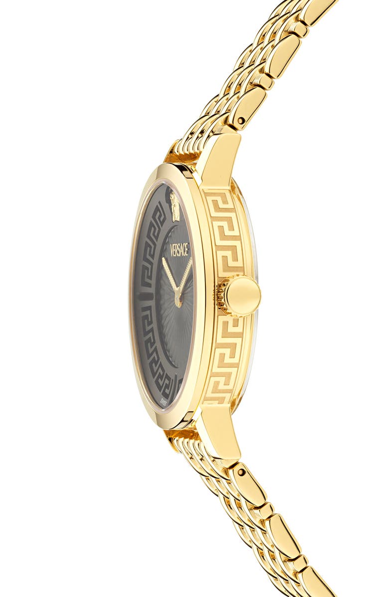 Versace Greca Fortuna Bracelet Watch, 35mm, Alternate, color, Yellow Gold