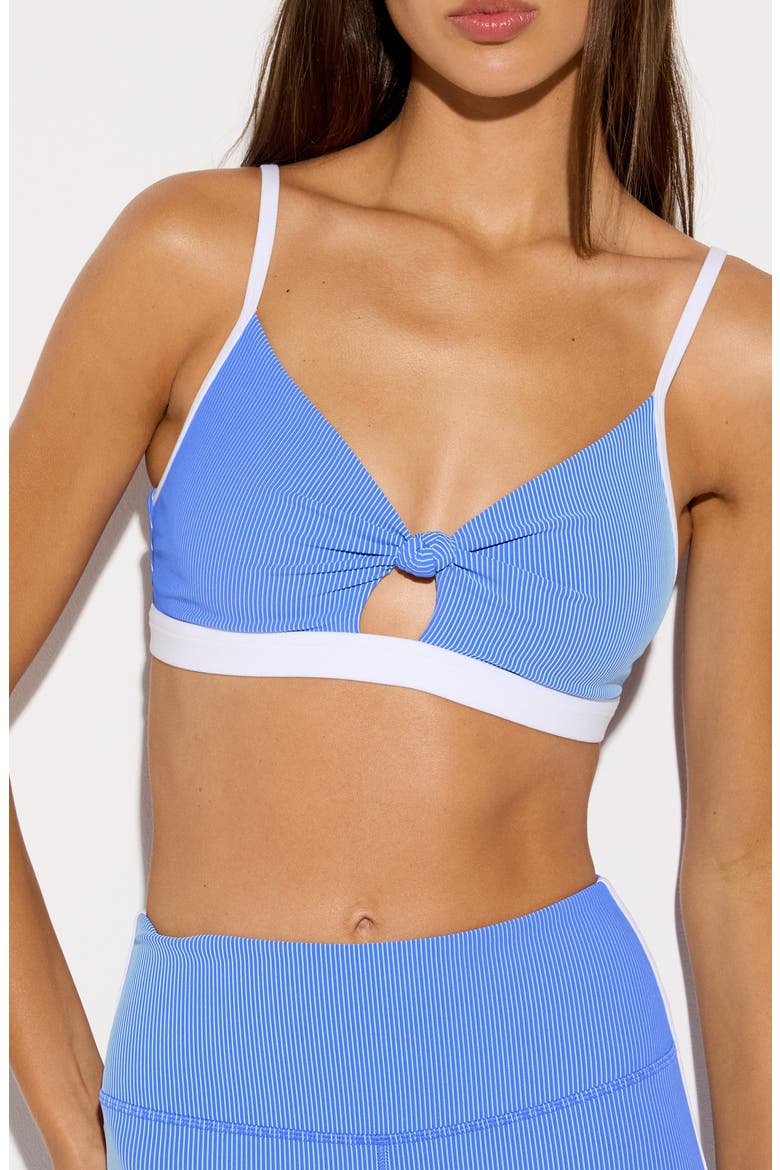 Unity Stripe Knotted Sports Bra, Main, color, ULTRA MARINE