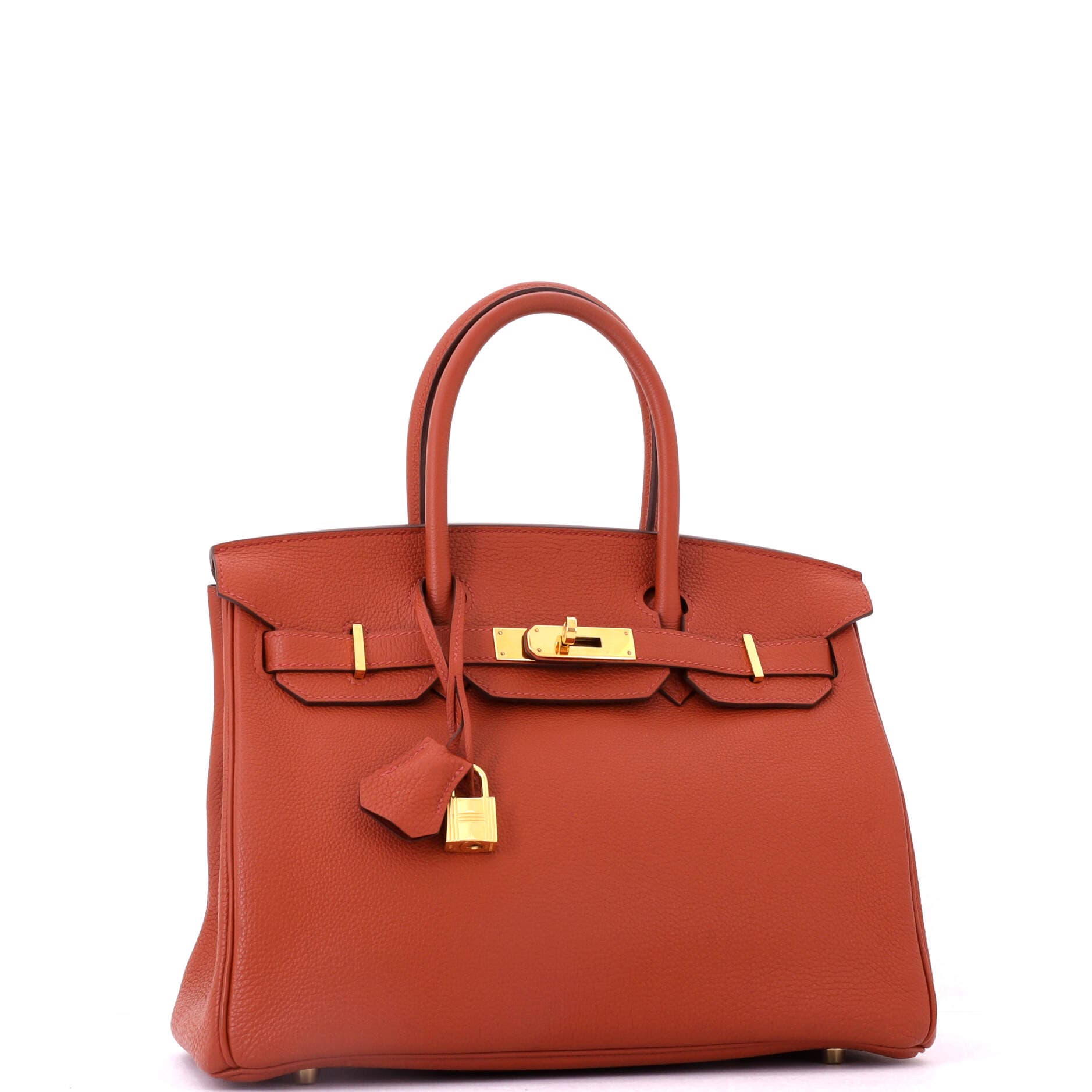Pre-Owned Hermes Birkin Handbag Orange Togo with Gold Hardware 30, Alternate, color, Verso - Brique/Rouge H