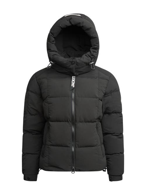 Jack1t Ez Boxed Racer Hooded Puffer Coat In Black
