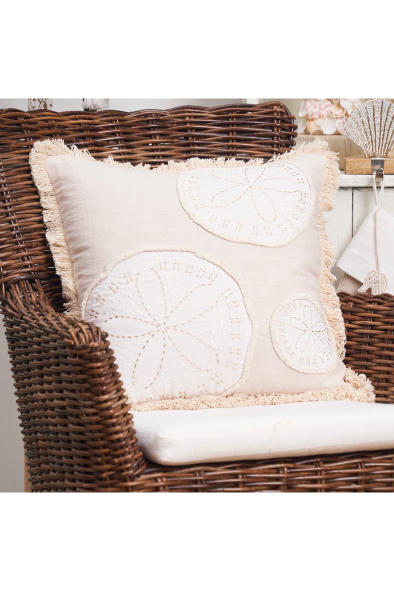 Gold Coast Sand Dollars Throw Pillow, 18" x 18", Alternate, color, Off-White