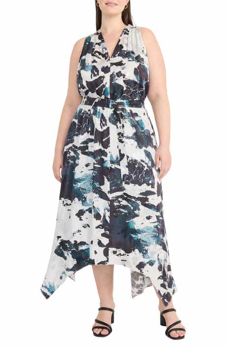 Maggy London Handkerchief Hem Midi Dress