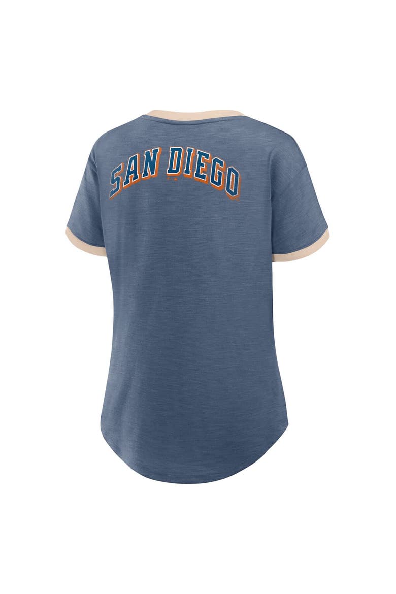 Women's Fanatics Navy San Diego Padres Binge Worthy Stadium Slub V-Neck T-Shirt, Alternate, color, Navy