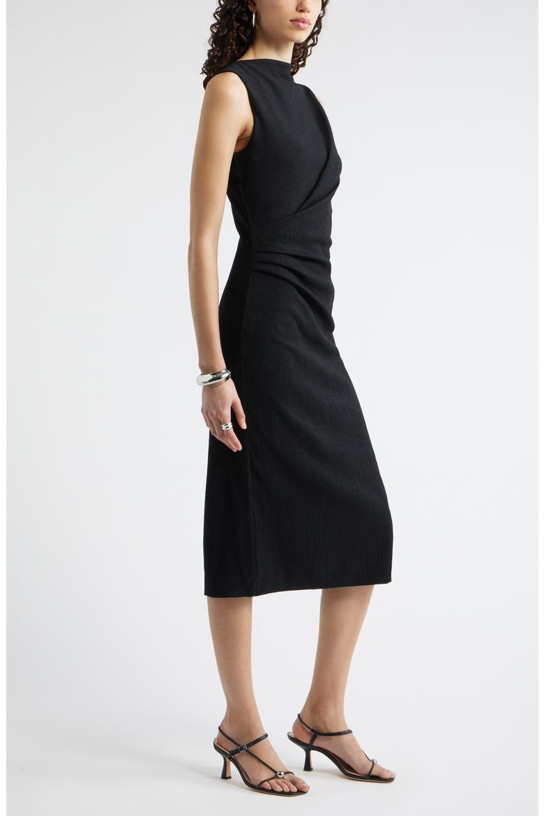 Ruched Midi Dress, Alternate, color, BLACK