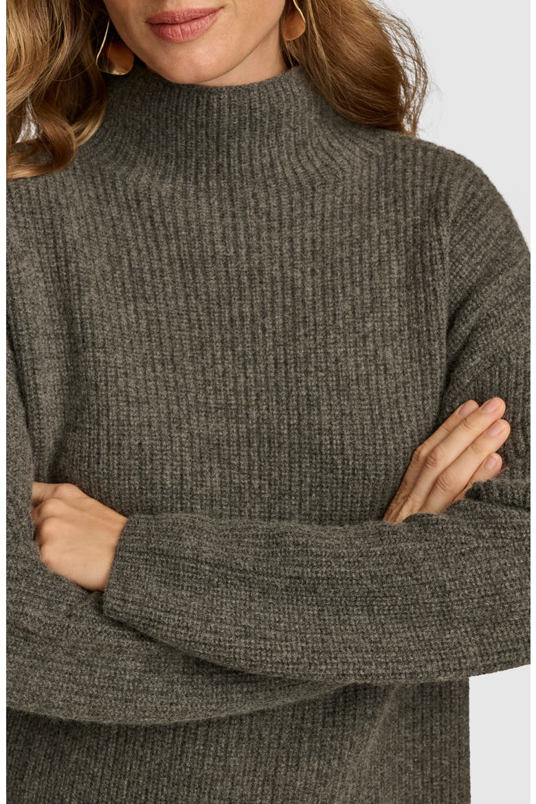 Merino Wool & Recycled Cashmere Mock Neck Sweater, Alternate, color, HEATHER IR